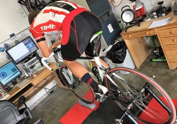 Indoor cycling workout setup