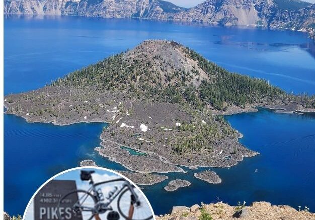 Scenic lake with island view