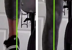 Leg alignment on exercise bike